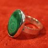 Green agate 18 mm and fine silver adjustable ring.  Rings are featured at Elaina's Fine Art Gallery.  Price:  $85.00