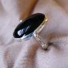 Onyx 25mm Cabochon and fine silver ring.  PRIVATE COLLECTION:  $95.00