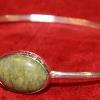 Jade 18mm cabochon and fine silver bangle bracelet.  PRICE:  $95.00