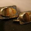 Fine silver hammered, with picture jasper cabochons, cufflinks.  $125